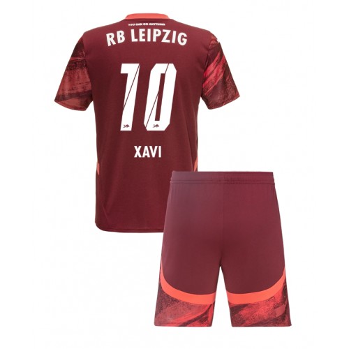 Fotballdrakt Barn RB Leipzig Xavi Simons #10 Bortedraktsett 2024-25 Kortermet (+ Korte bukser)